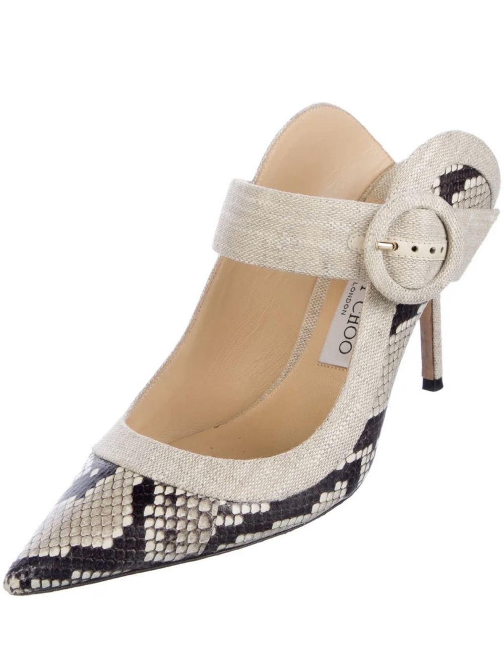 Jimmy Choo Snake-Print Pointed Toe Mary Jane Pump